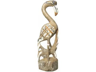 Rzeźba Drewniana Figurka PTAK Flaming Rękodzieło 30cm